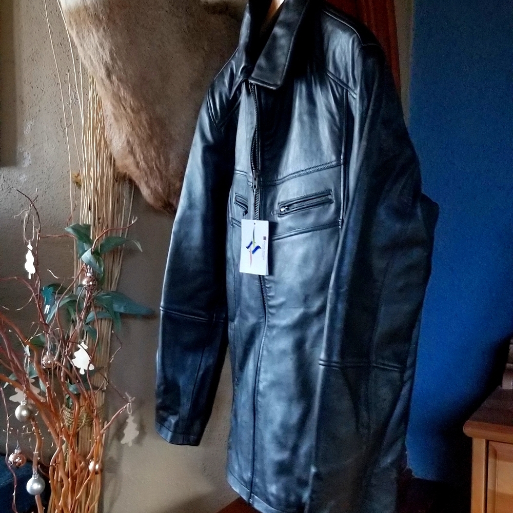 Men's leather jacket. Size L. Never worn!